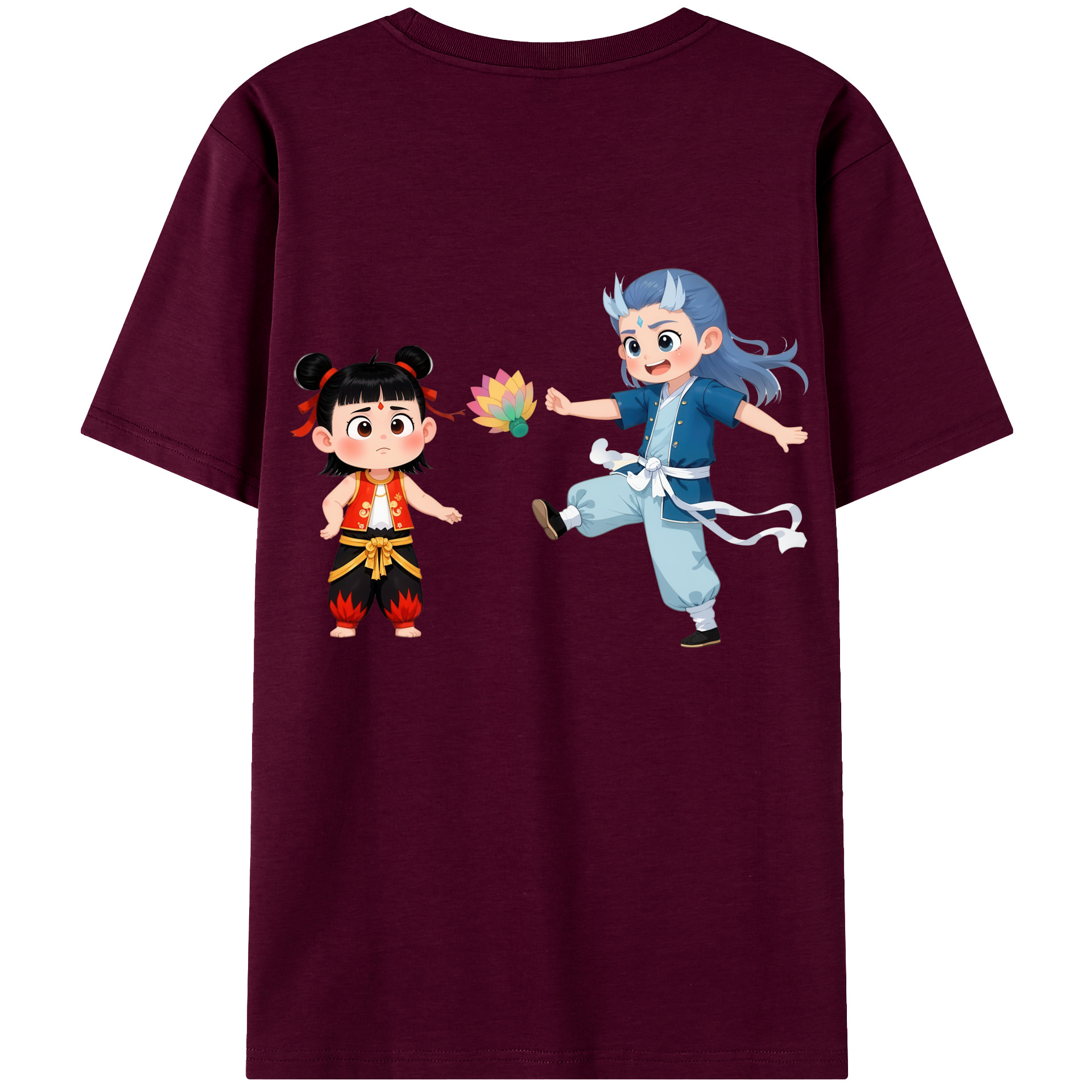 （画像用） Ne Zha 2 ナタ 魔童の大暴れ レディース半袖Tシャツ(バックプリント)